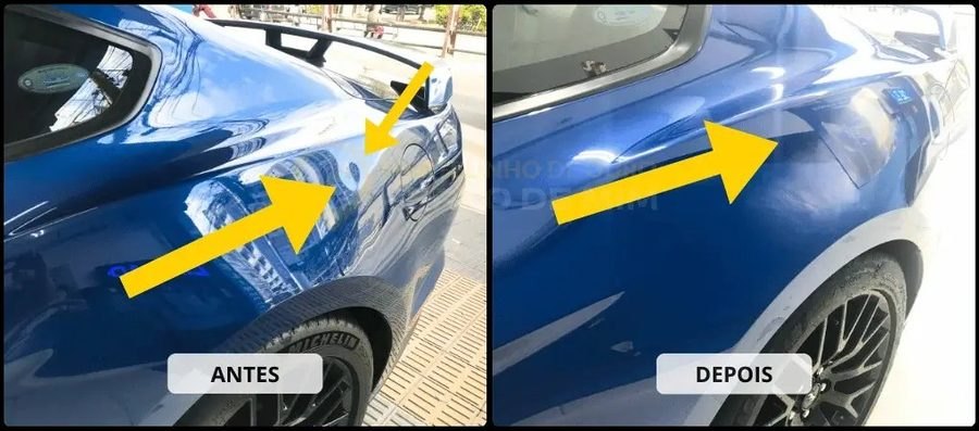 Martelinho de ouro removendo amassado sem repintura